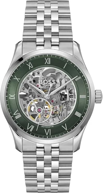 Montre Homme Hugo Boss Automatique Principle Skeleton 1514236 argentée bracelet maillons acier