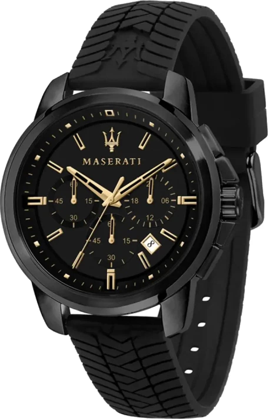 Montre Homme Maserati Successo R8871621011 chronographe cadran noir bracelet en silicone noir