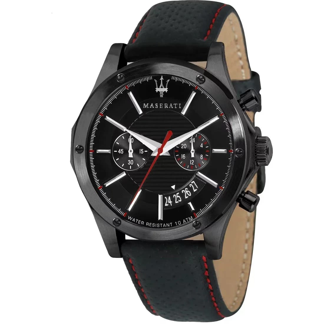 Montre Homme Maserati Circuito R8871627004 Cadran chronographe noir Bracelet en cuir noir