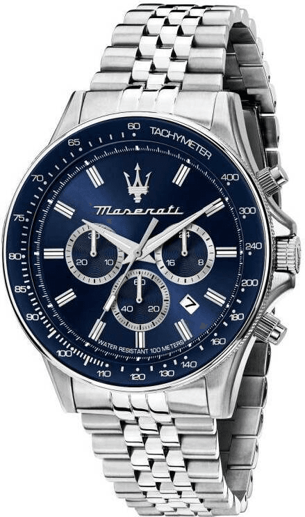 Montre Homme Maserati R8873640025 Sfida Acier Argenté et Cadran Bleu
