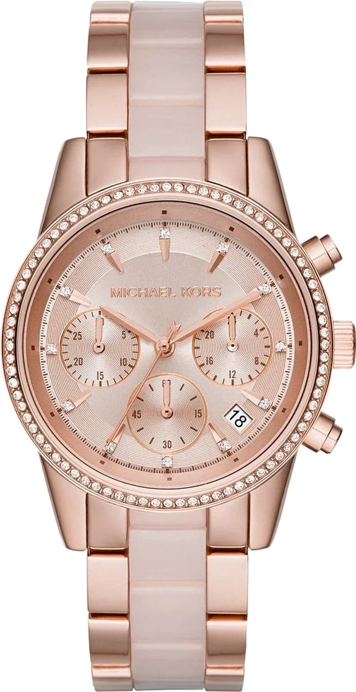 Montre Michael Kors MK6307 Bracelet Acétate Rose et Acier Or Rose