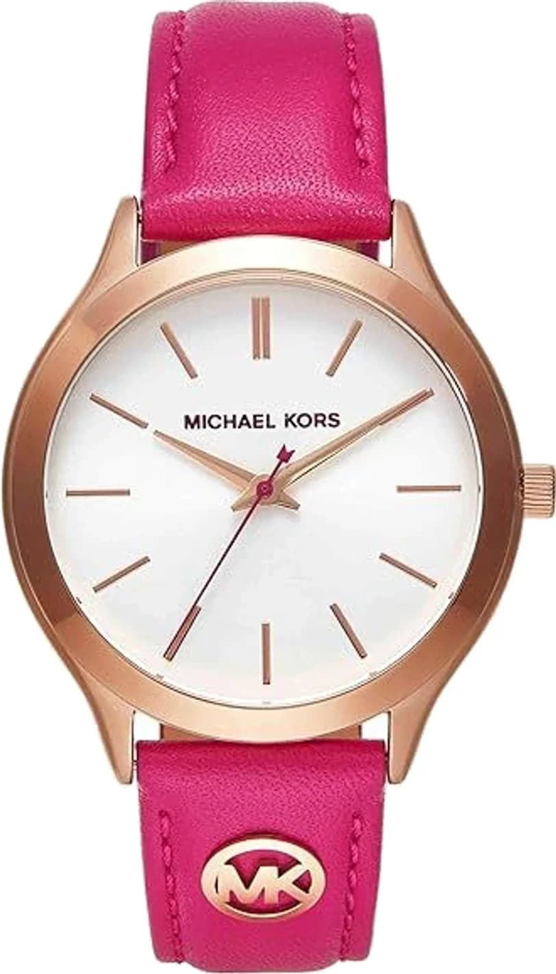 Montre Femme Michael Kors Slim Runway MK7469 or rose bracelet cuir