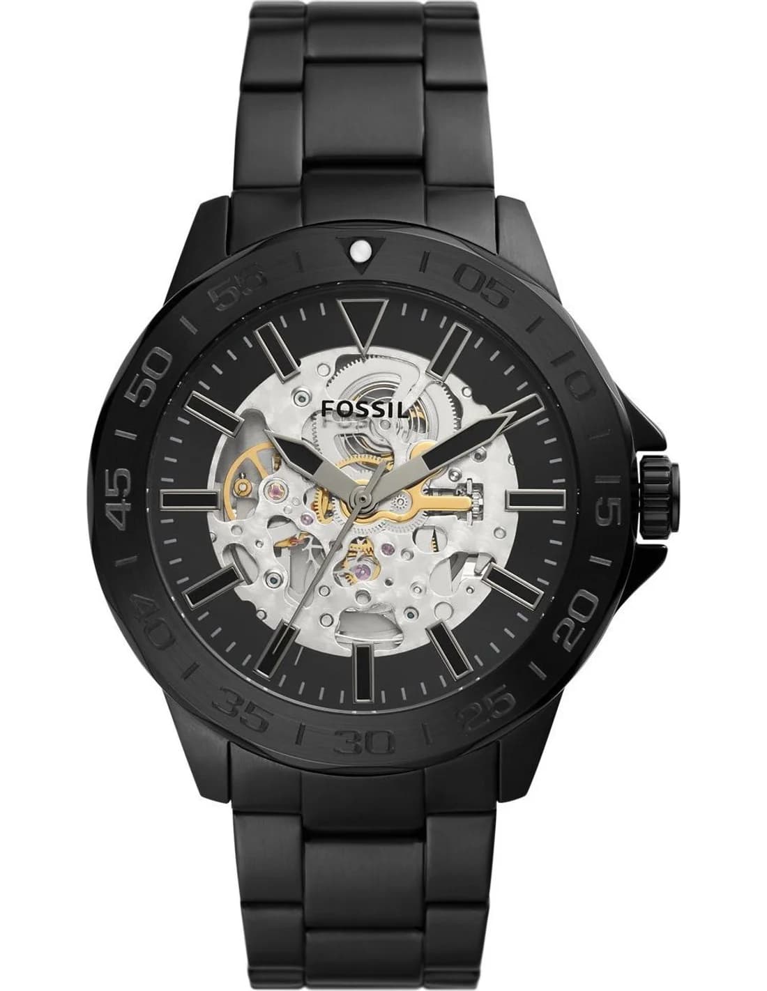 Montre Homme Fossil Bannon BQ2679 cadran noir bracelet acier