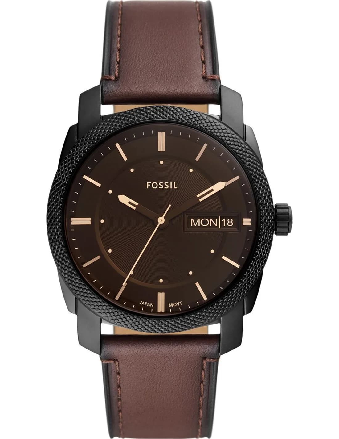 Montre Homme Fossil Machine FS5901 cadran noir bracelet cuir
