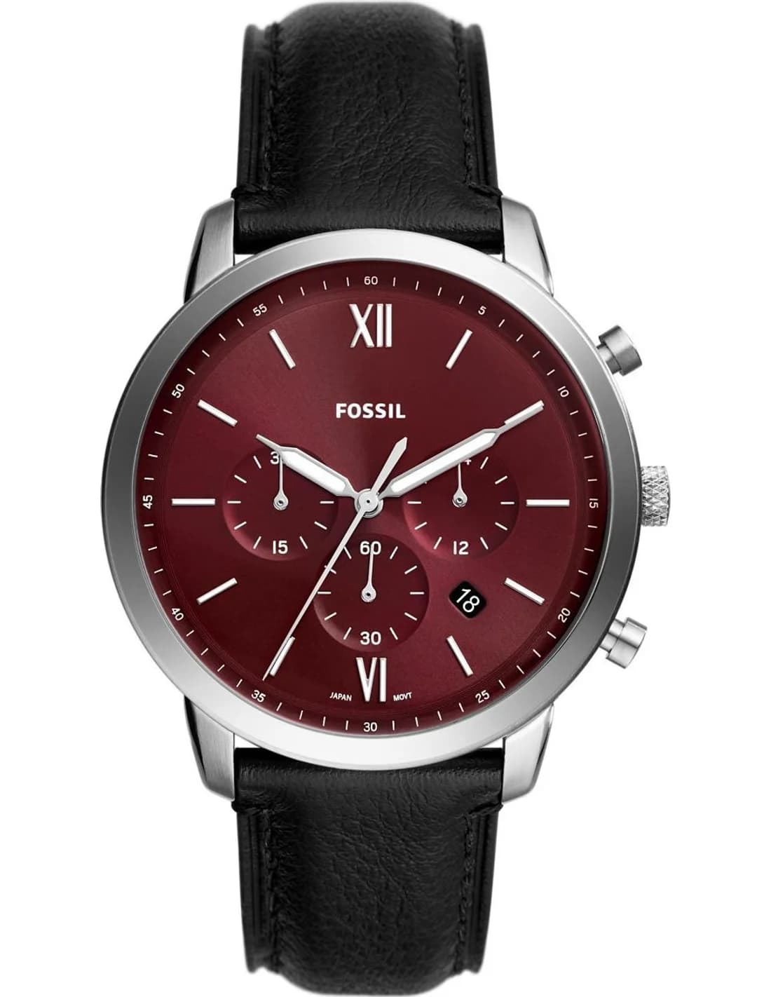 Montre Homme Fossil Neutra FS6016 cadran bordeaux bracelet cuir