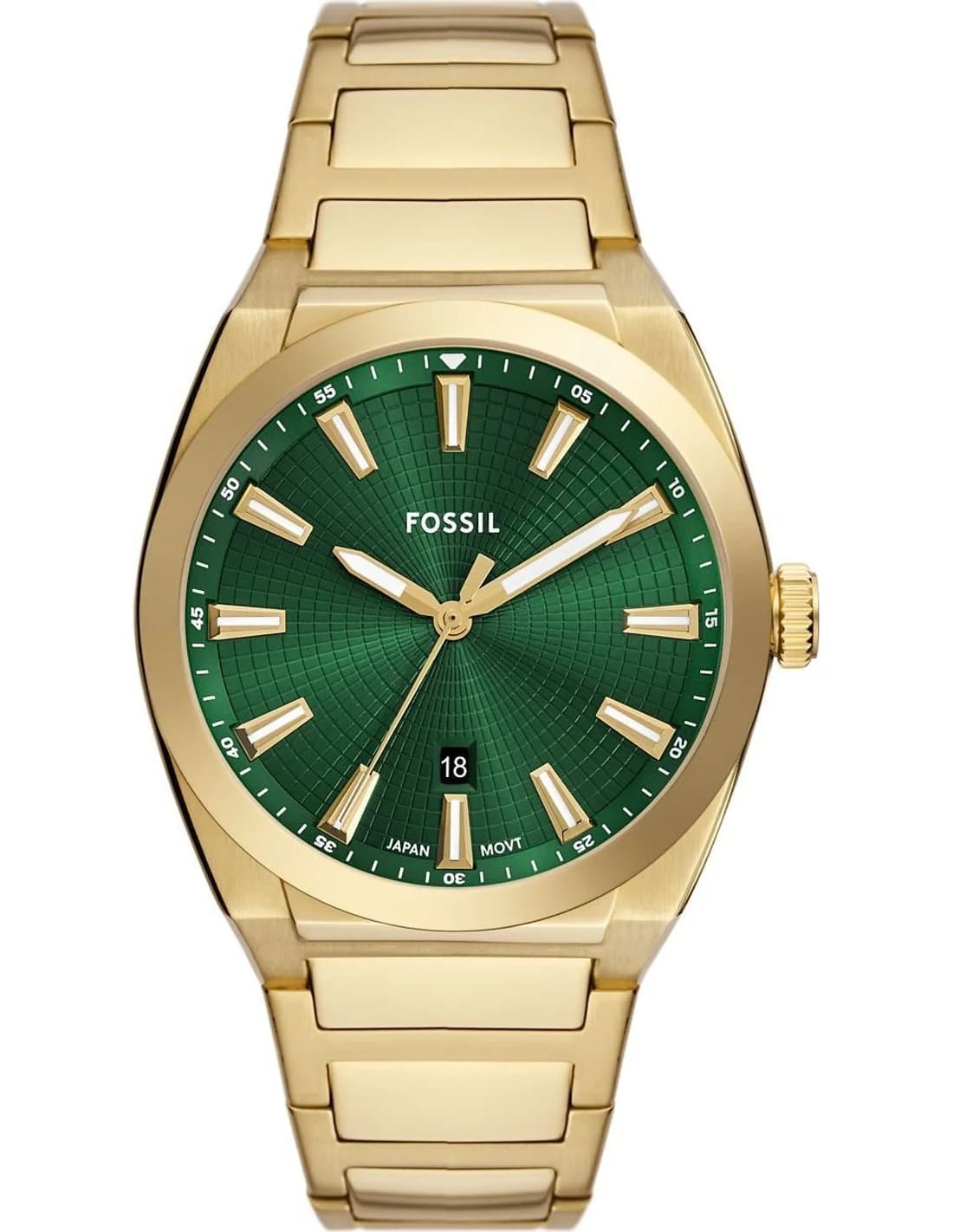 Montre Homme Fossil Everett FS6090 cadran vert bracelet acier