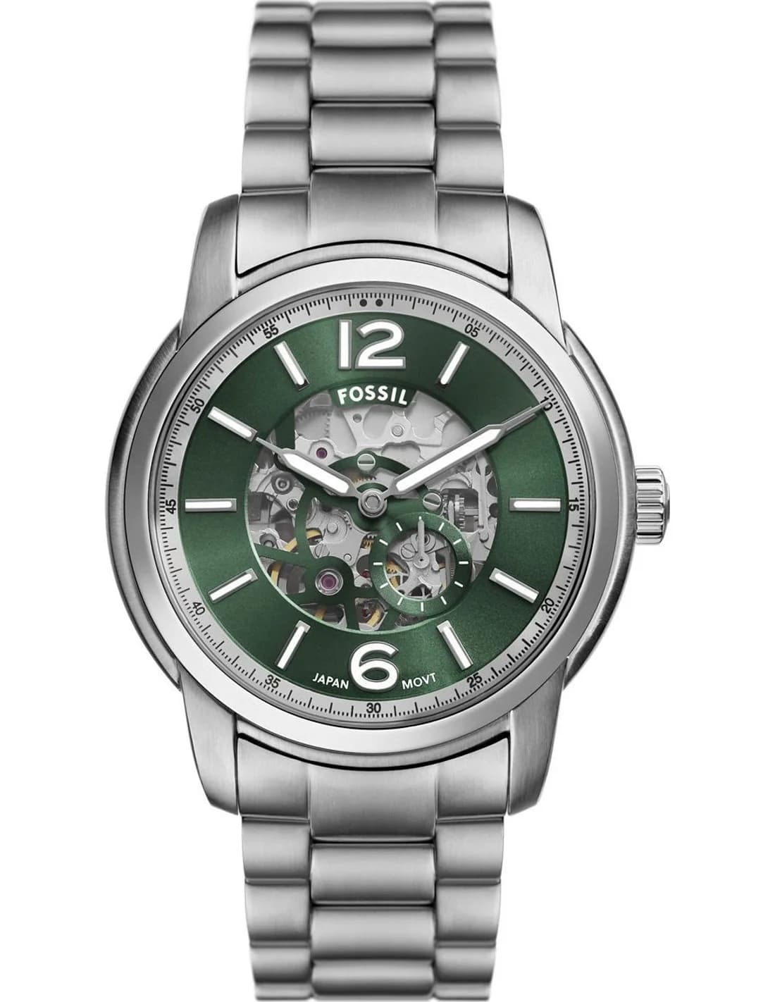 Montre Homme Fossil Heritage ME3262 cadran vert bracelet acier