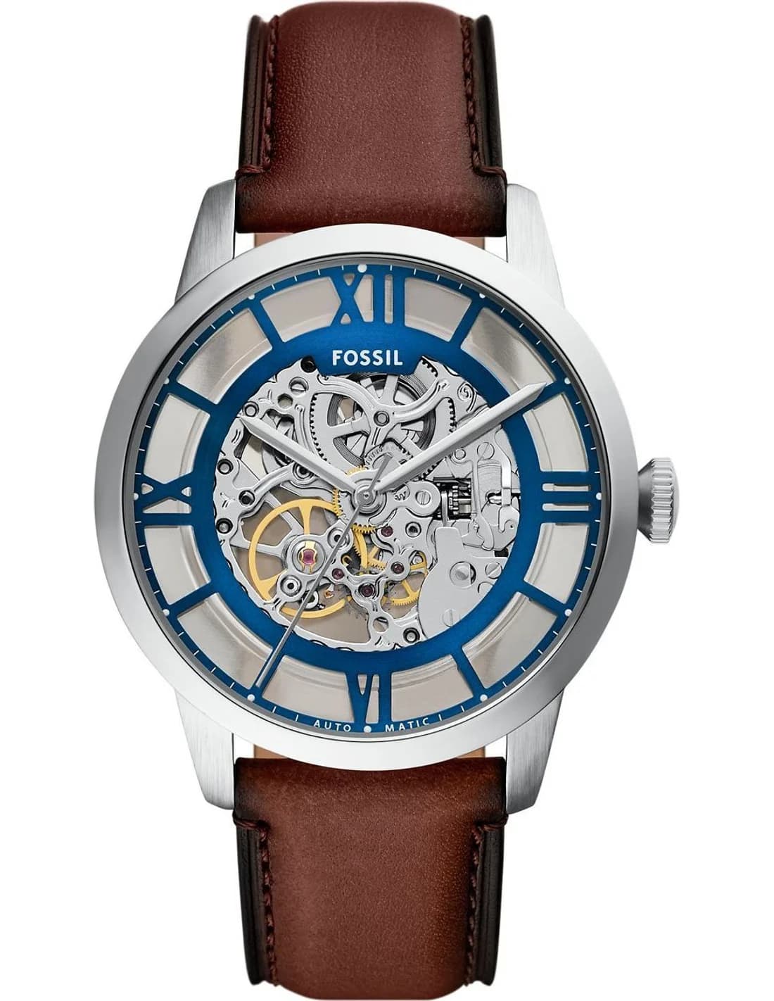 Montre Homme Fossil Townsman ME3267 cadran bleu bracelet cuir