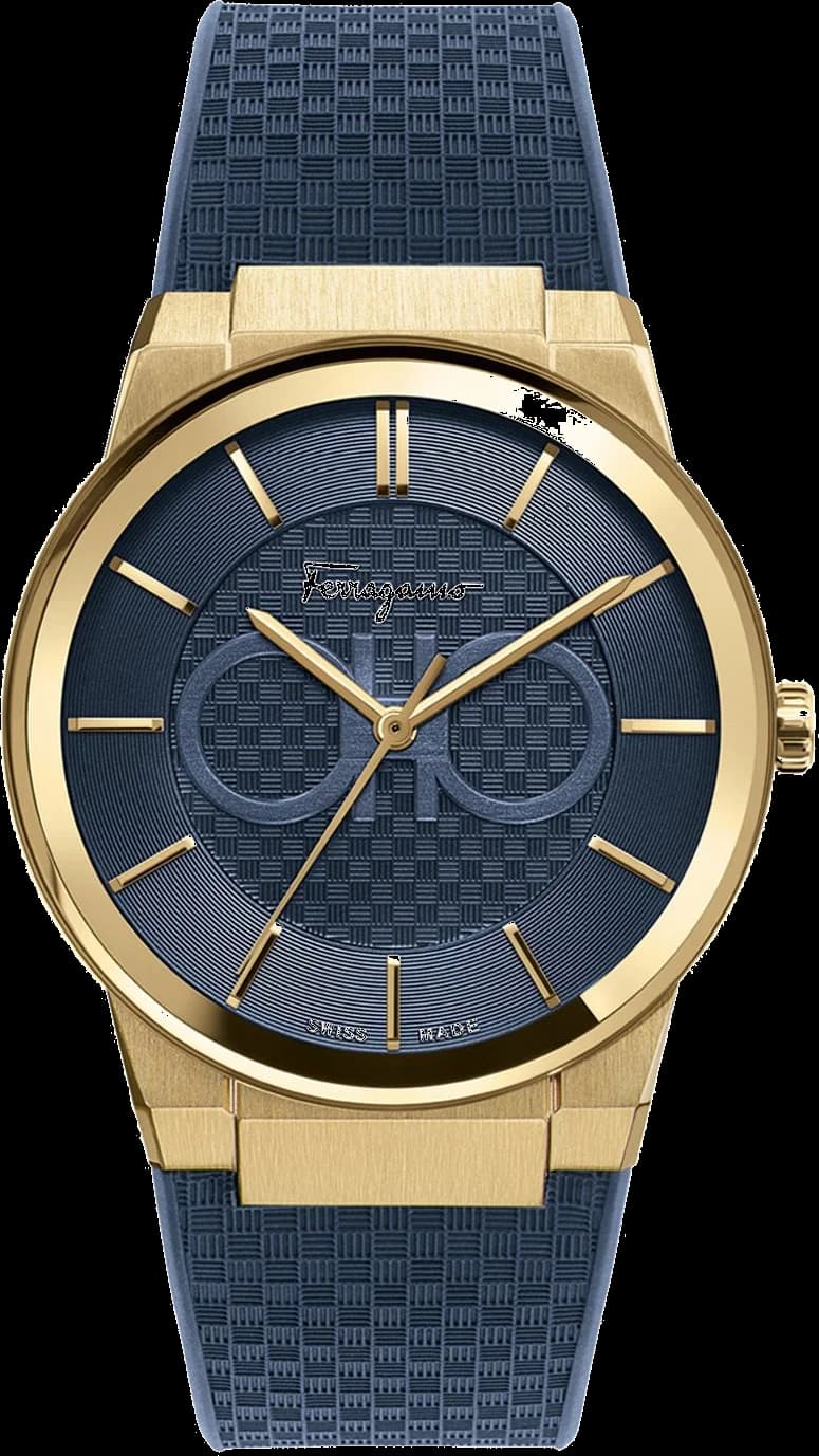 Montre Salvatore Ferragamo SFHP00220 en Acier Doré et Silicone Bleu