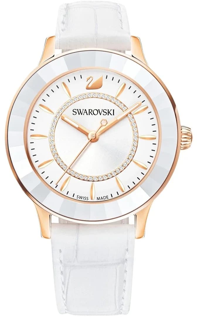 Montre femme Swarovski Octea Lux 5414416 bracelet cuir blanc