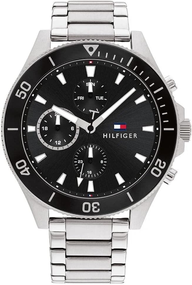 Montre Homme Tommy Hilfiger Larson 1791916 cadran noir bracelet acier