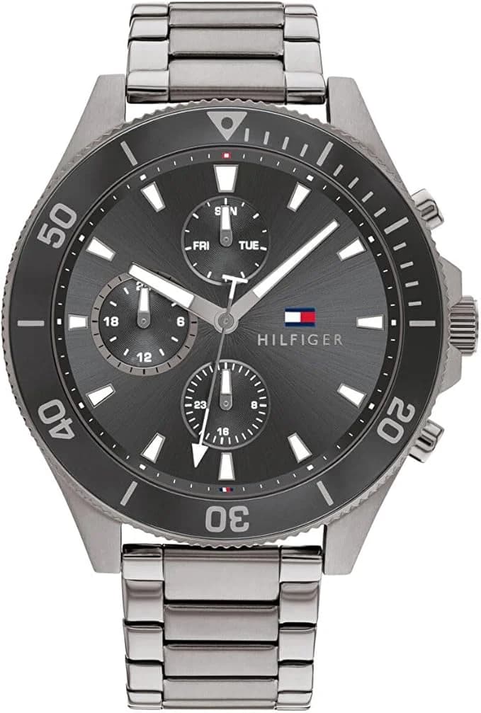 Montre Homme Tommy Hilfiger Larson 1791918 cadran gris bracelet acier gris