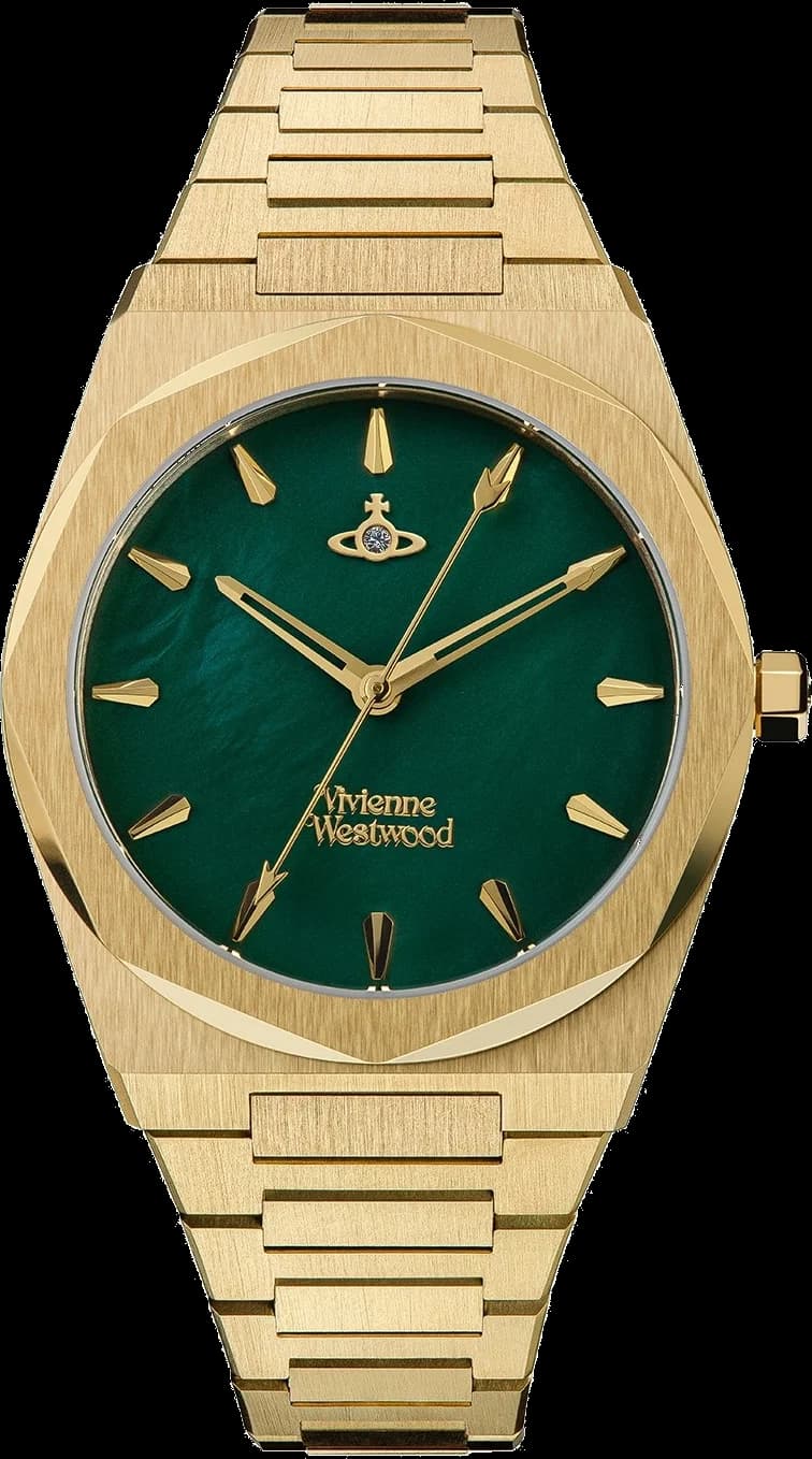 Montre Femme Vivienne Westwood Limehouse VV244GRGD bracelet doré en acier cadran vert
