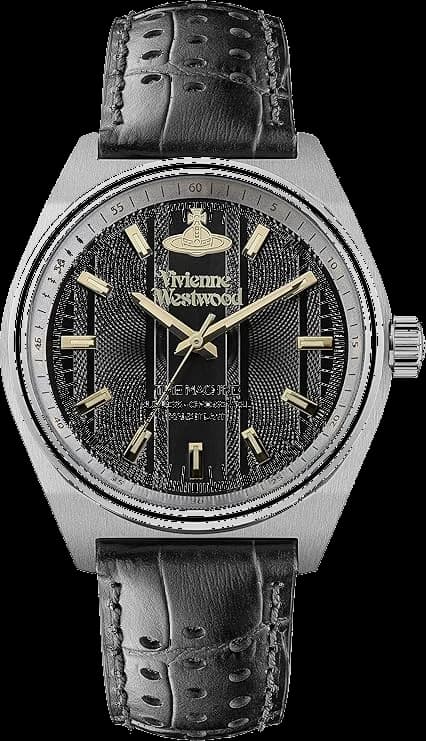 Montre homme Vivienne Westwood Sydenham VV251BKBK bracelet cuir noir perforé