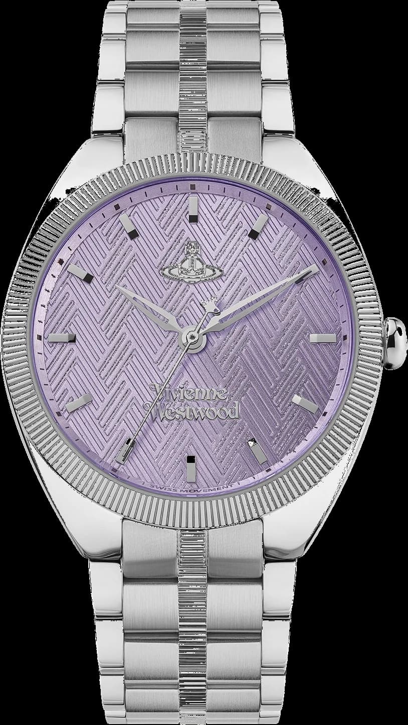 Montre Femme Vivienne Westwood The Mews VV281PPSL bracelet argent en acier cadran violet