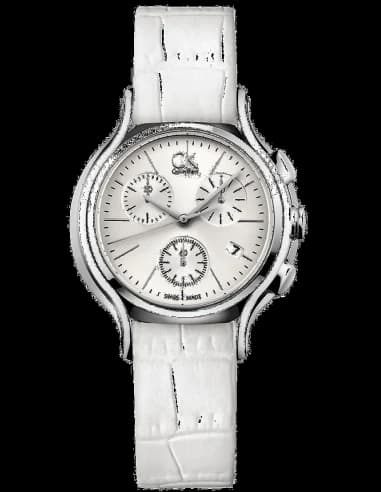 Montre Femme Calvin Klein K2U291L6 Chronomètre Bracelet Cuir Blanc