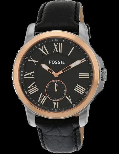 Montre Homme Fossil Grant FS4943 Bracelet Cuir Glacé Noir