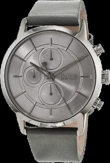 Montre Homme Hugo Boss 1513570 Chronographe Acier Brossé et Cuir Gris