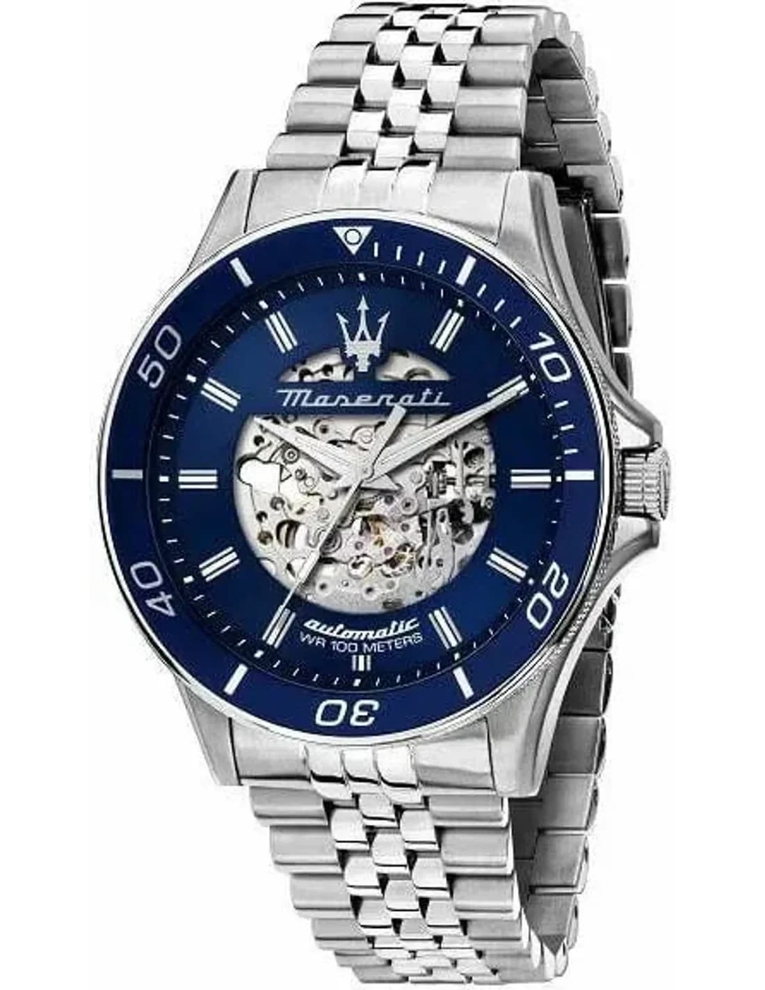 Montre Maserati R8823140011 Automatique Squelette en Acier Argenté