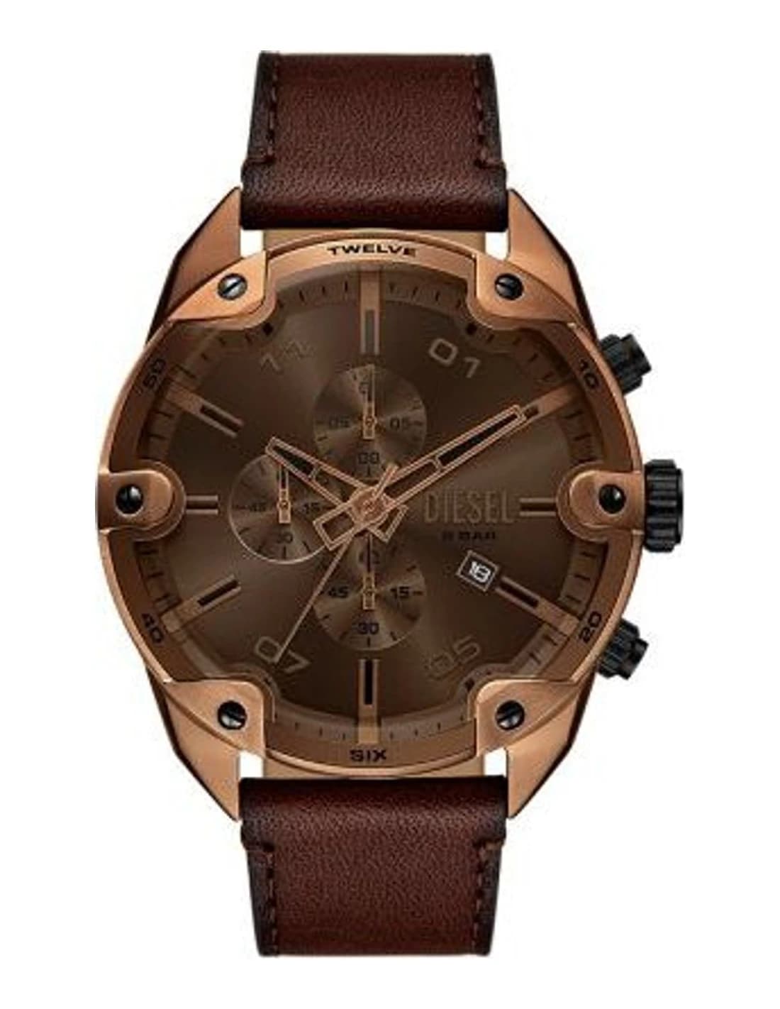 Montre Homme Diesel Spiked DZ4698 cadran marron bracelet cuir
